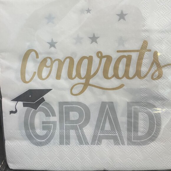 Congrats Grad College High School Graduation Celebration Napkins 32 Square 13x13 - Picture 2 of 3